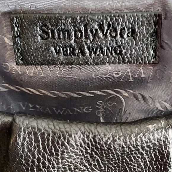 Vintage SimplyVera Vera Wang black vegan leather crossbody scrunch purse y2k - Picture 12 of 14